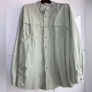 L.L. Bean Khaki Fishing Shirt Mens XXL Tall Wicking Vented Outdoor Hiking Camp